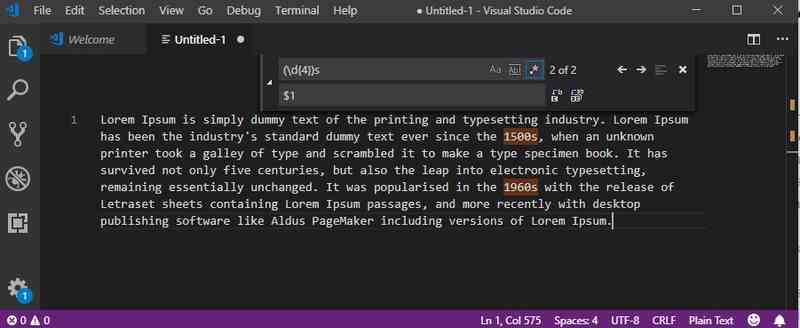 regex de javascript en visual studio code